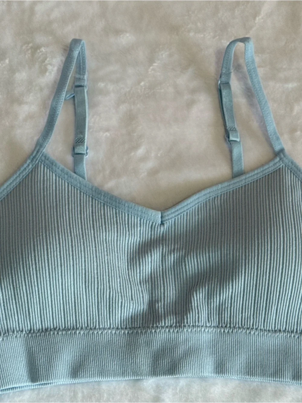 Light Blue Seamless Ribbed Girls' Bralette - Kids Accessories Underwear